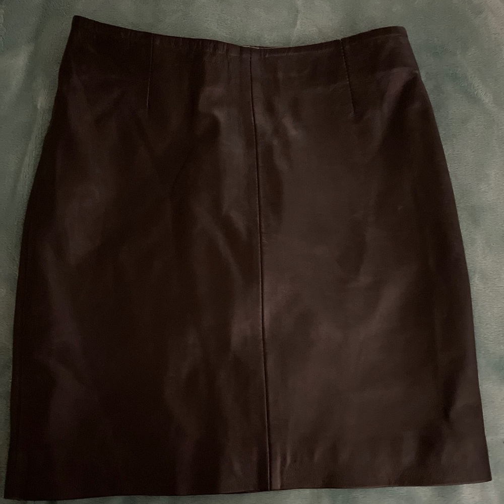 ICHI 100% Black Leather Skirt